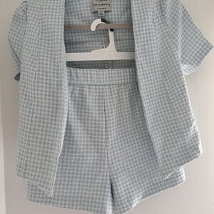 Haute Monde Light Blue Gingham Set